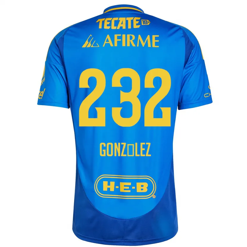 Danxen Heren César González #232 Blauw Geel Uitshirt Uittenue 2024/25 T-Shirt