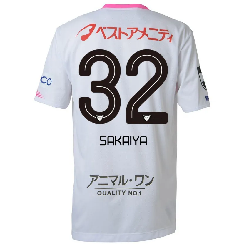 Danxen Heren Keisuke Sakaiya #32 Wit Blauw Roze Uitshirt Uittenue 2024/25 T-Shirt