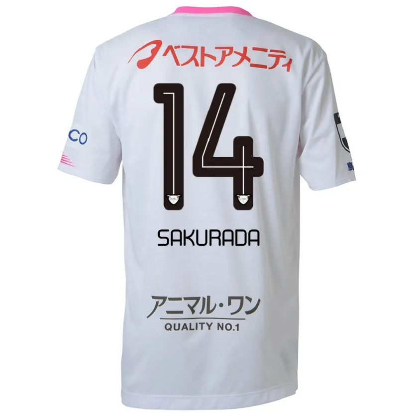 Danxen Heren Ryu Sakurada #14 Wit Blauw Roze Uitshirt Uittenue 2024/25 T-Shirt