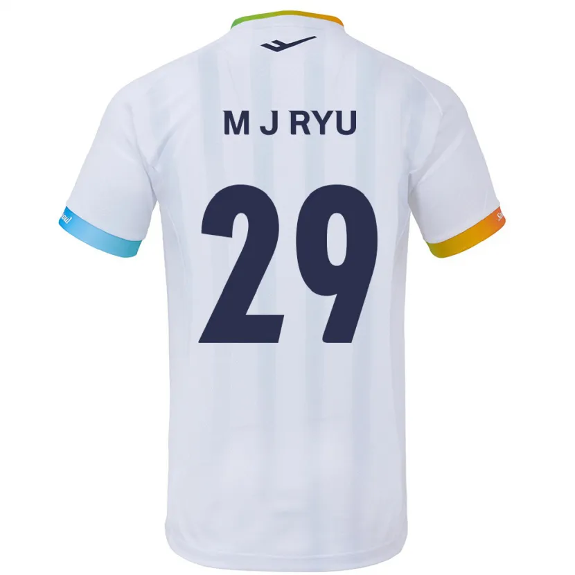 Danxen Heren Jae-Moon Ryu #29 Wit Blauw Uitshirt Uittenue 2024/25 T-Shirt