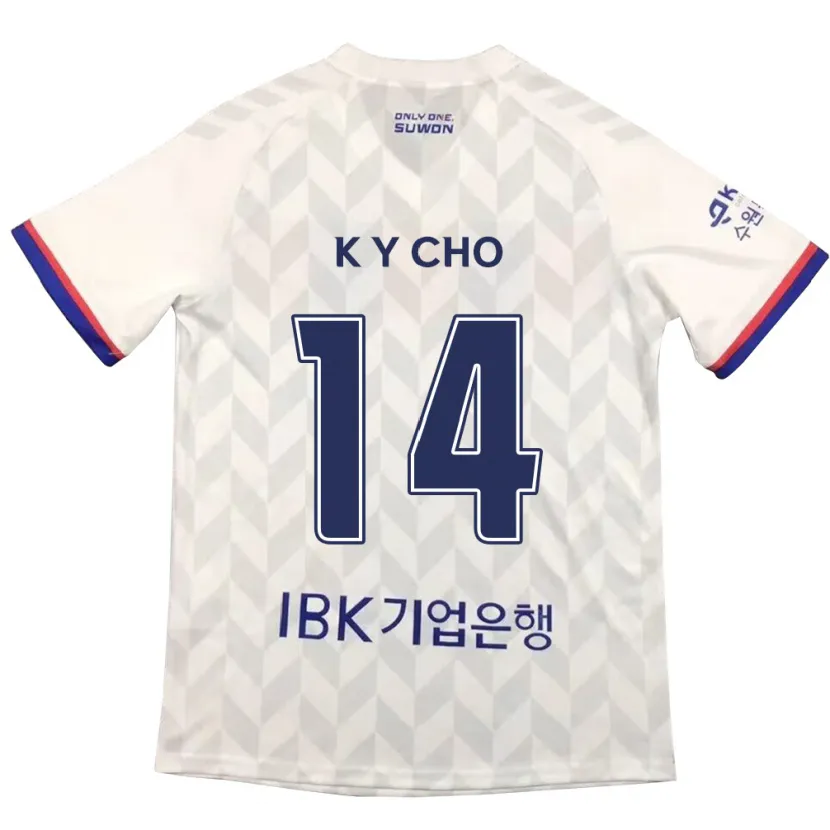 Danxen Heren Yun-Kwon Cho #14 Wit Blauw Uitshirt Uittenue 2024/25 T-Shirt