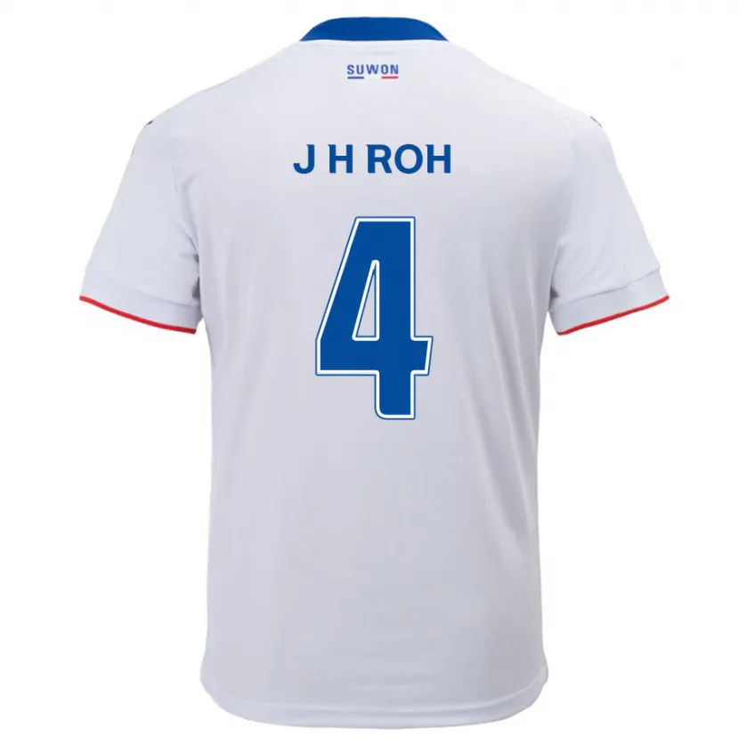 Danxen Heren Hyun-Jun Roh #4 Wit Blauw Uitshirt Uittenue 2024/25 T-Shirt