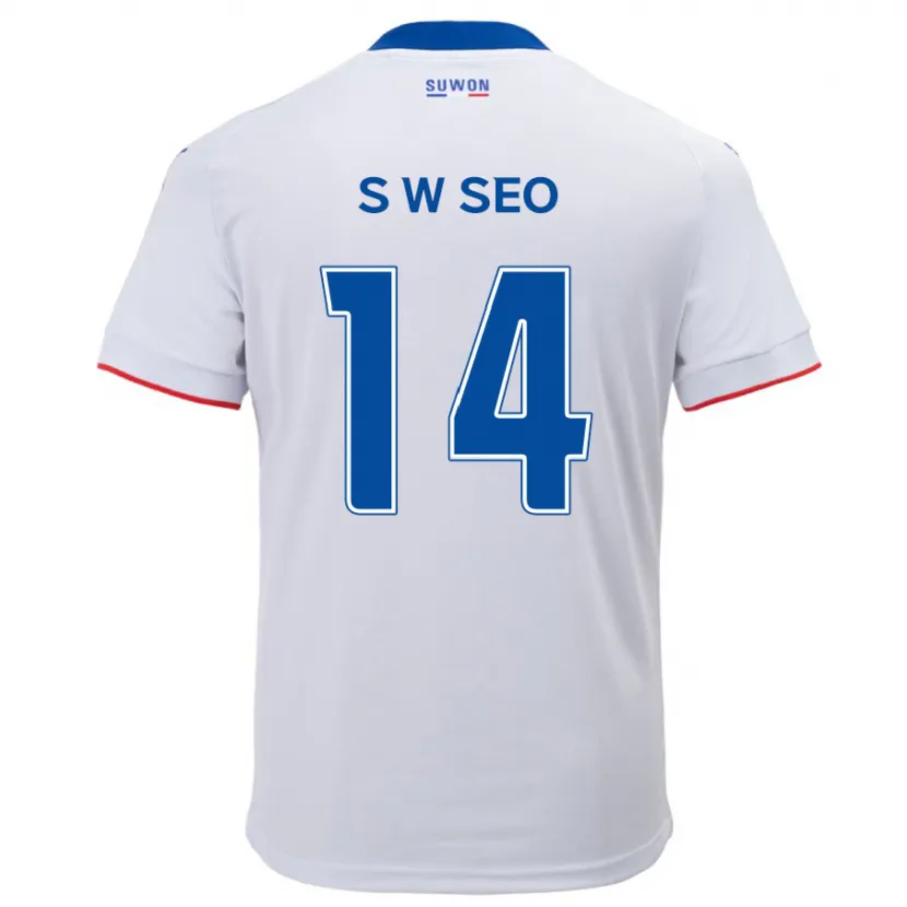 Danxen Heren Woo-Seong Seo #14 Wit Blauw Uitshirt Uittenue 2024/25 T-Shirt