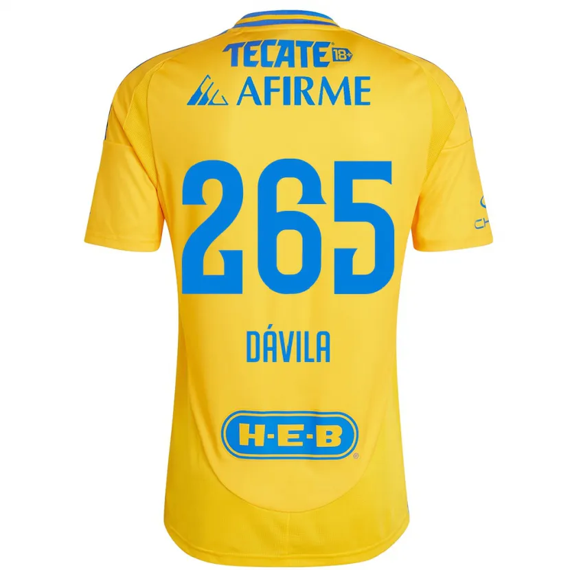 Danxen Dames Emiliano Dávila #265 Goud Geel Thuisshirt Thuistenue 2024/25 T-Shirt