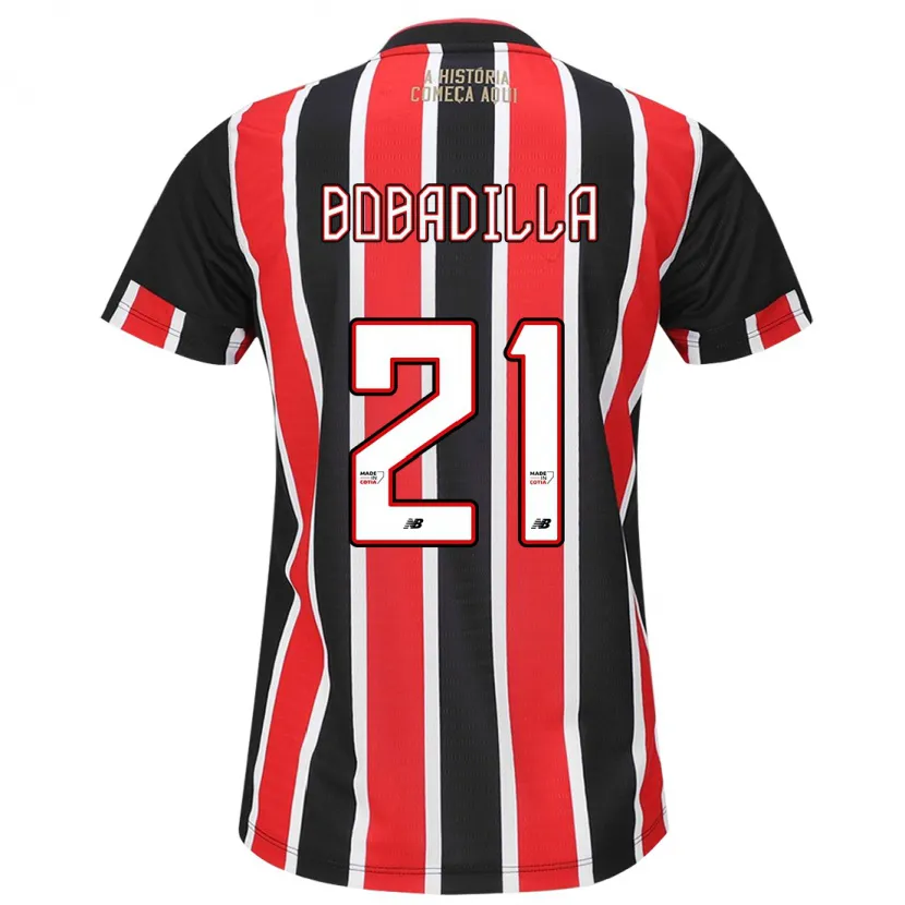 Danxen Dames Damián Bobadilla #21 Zwart Rood Wit Uitshirt Uittenue 2024/25 T-Shirt