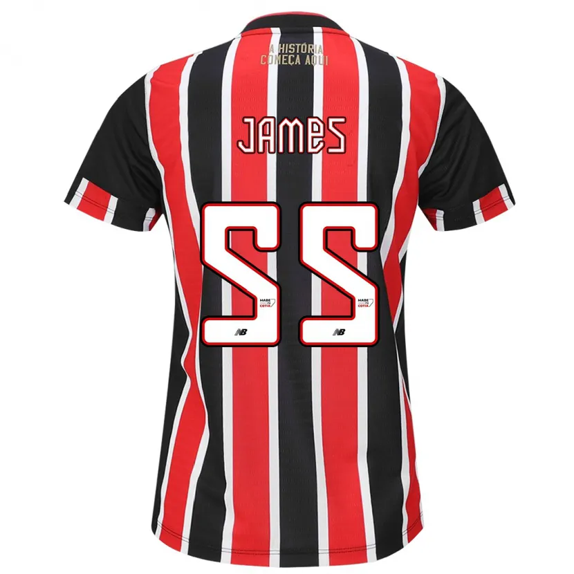 Danxen Dames James Rodríguez #55 Zwart Rood Wit Uitshirt Uittenue 2024/25 T-Shirt