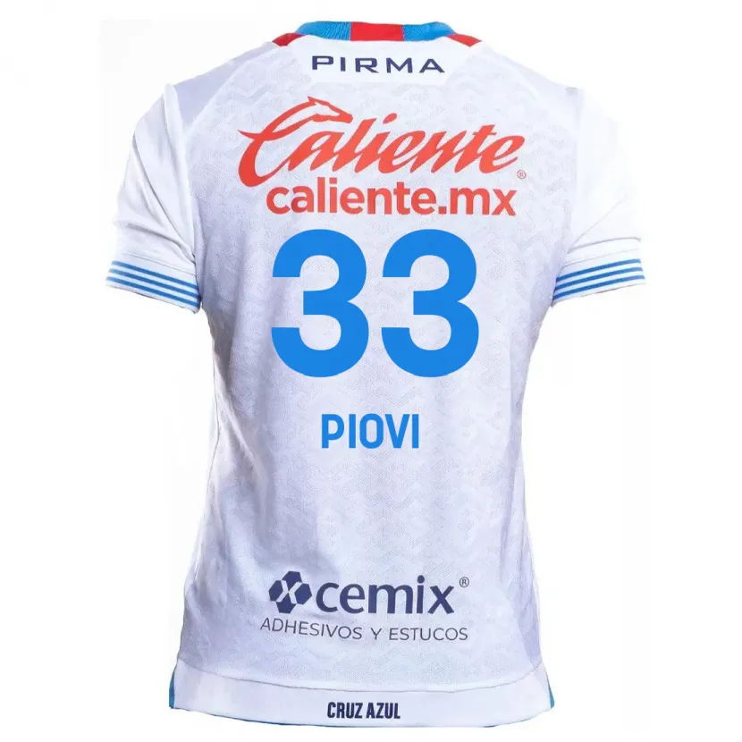 Danxen Dames Gonzalo Piovi #33 Wit Blauw Uitshirt Uittenue 2024/25 T-Shirt