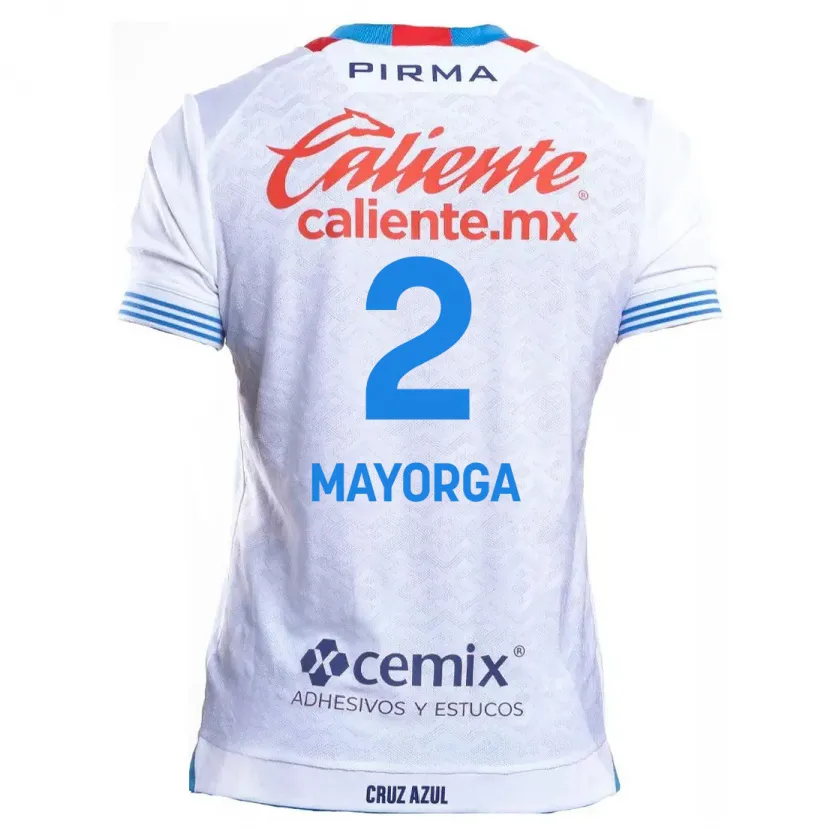 Danxen Dames Alejandro Mayorga #2 Wit Blauw Uitshirt Uittenue 2024/25 T-Shirt