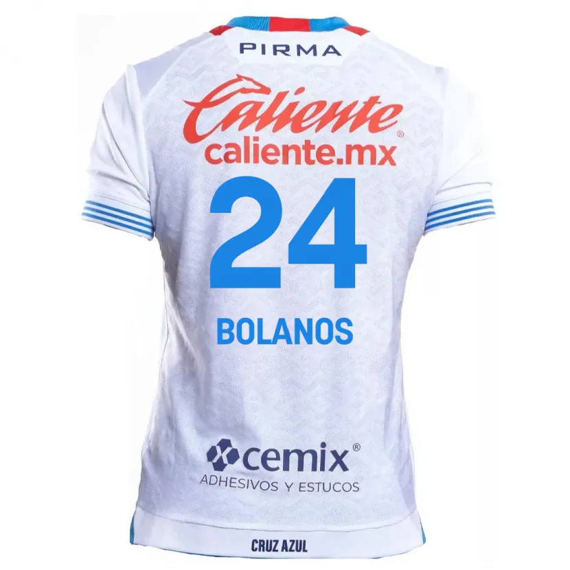 Danxen Dames Jatziry Bolanos #24 Wit Blauw Uitshirt Uittenue 2024/25 T-Shirt