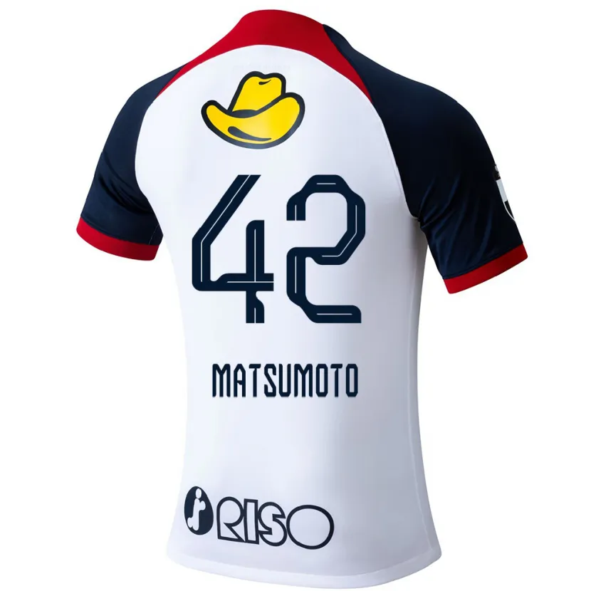 Danxen Dames Haruto Matsumoto #42 Wit Blauw Rood Uitshirt Uittenue 2024/25 T-Shirt