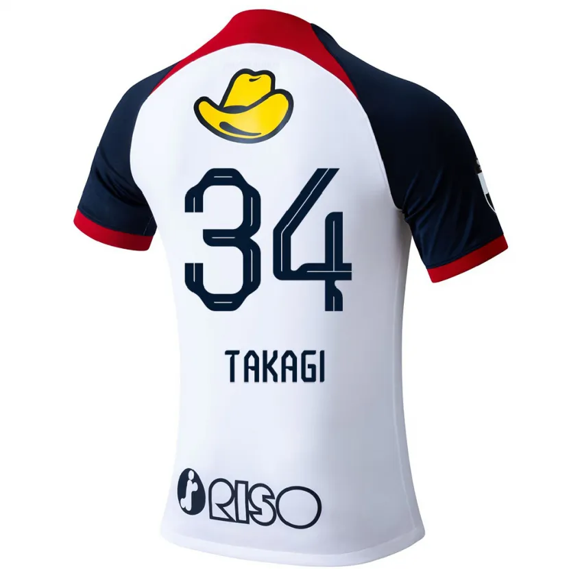 Danxen Dames Haruto Takagi #34 Wit Blauw Rood Uitshirt Uittenue 2024/25 T-Shirt