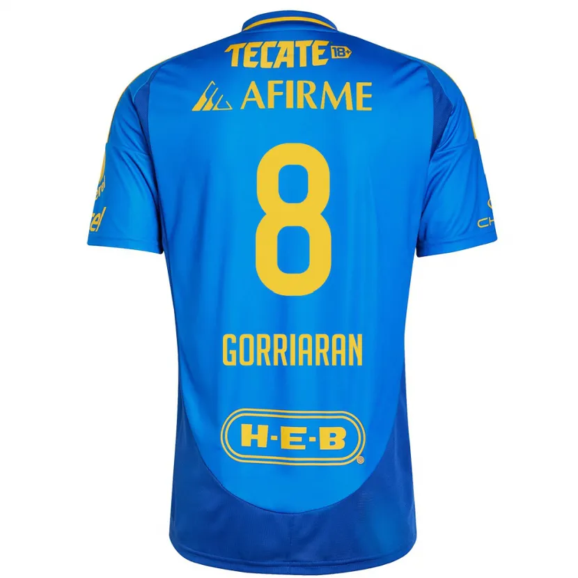 Danxen Dames Fernando Gorriarán #8 Blauw Geel Uitshirt Uittenue 2024/25 T-Shirt