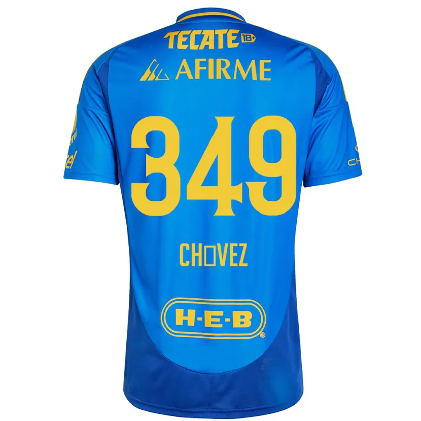 Danxen Dames Jorge Chávez #349 Blauw Geel Uitshirt Uittenue 2024/25 T-Shirt