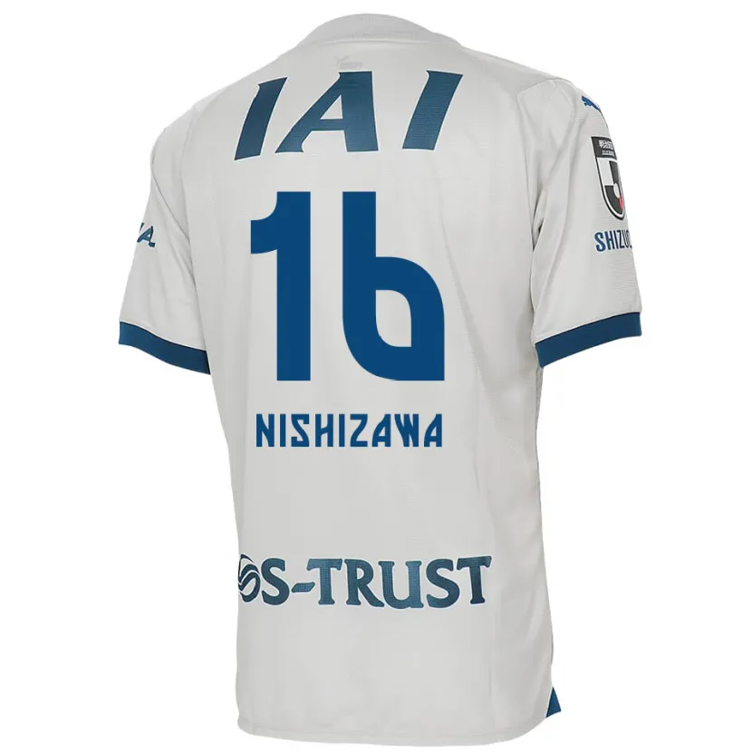 Danxen Dames Kenta Nishizawa #16 Wit Blauw Uitshirt Uittenue 2024/25 T-Shirt