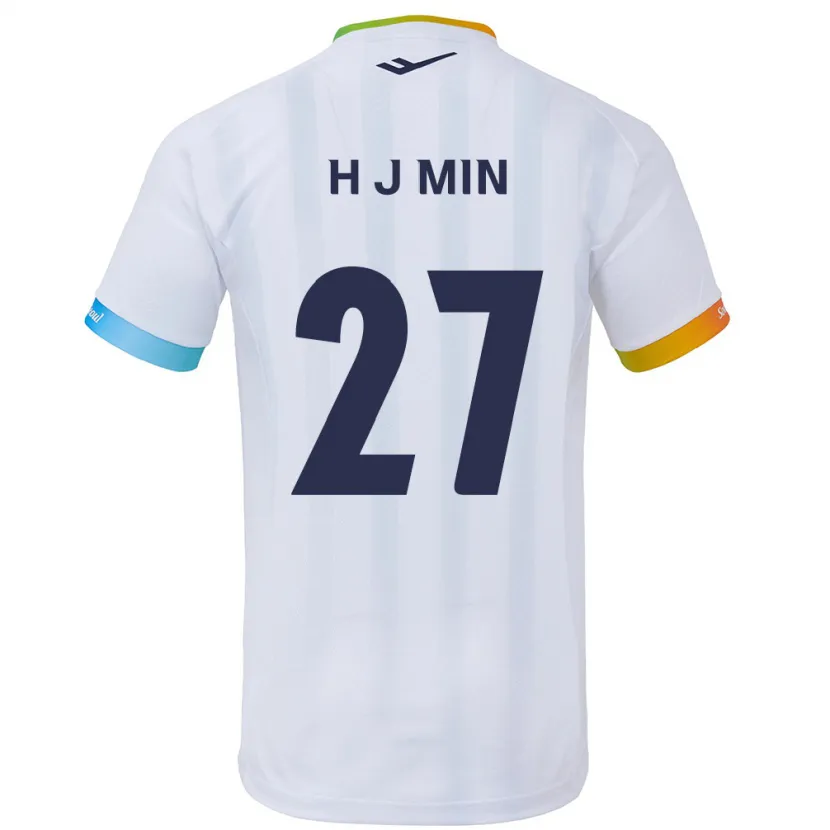 Danxen Dames Ji-Hoon Min #27 Wit Blauw Uitshirt Uittenue 2024/25 T-Shirt