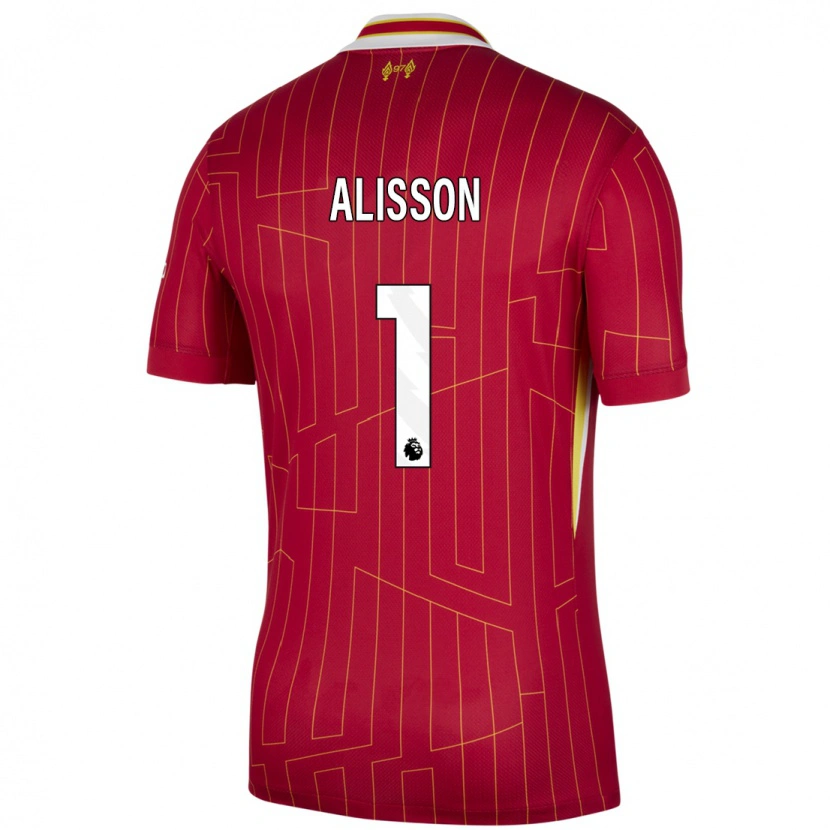 Danxen Kinderen Alisson #1 Rood Geel Wit Thuisshirt Thuistenue 2024/25 T-Shirt