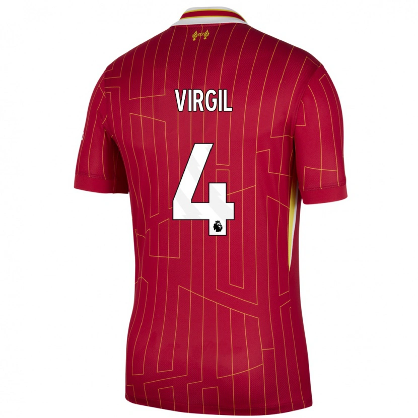 Danxen Kinderen Virgil Van Dijk #4 Rood Geel Wit Thuisshirt Thuistenue 2024/25 T-Shirt