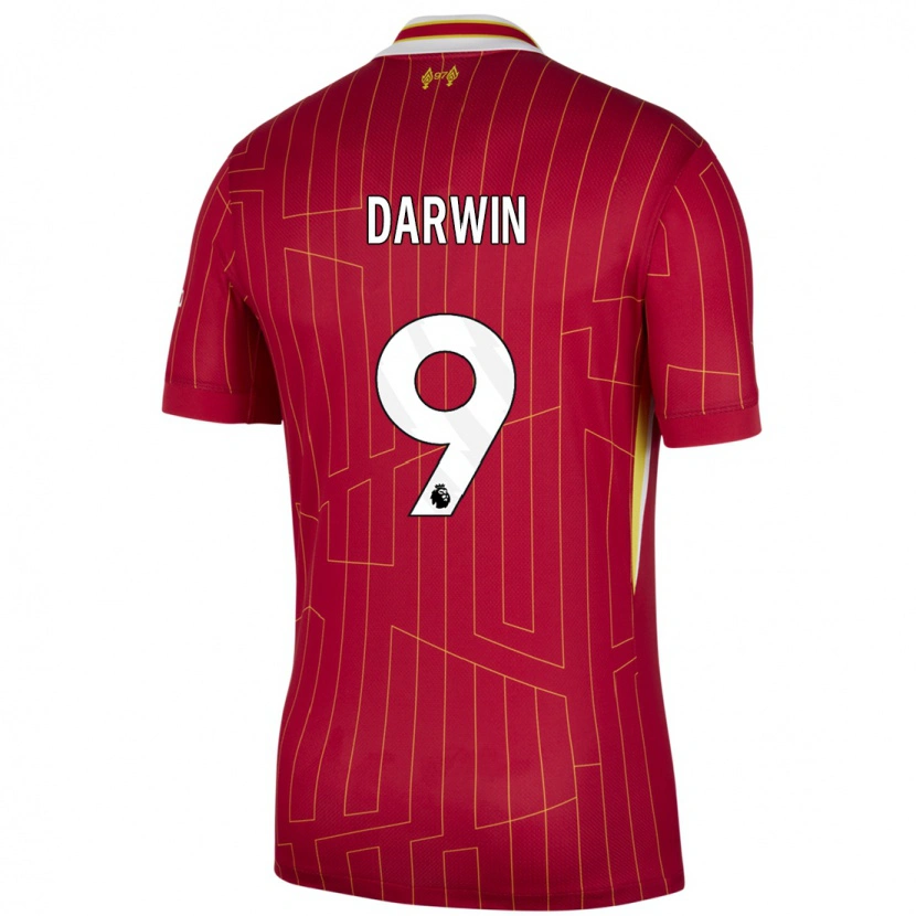 Danxen Kinderen Darwin Núñez #9 Rood Geel Wit Thuisshirt Thuistenue 2024/25 T-Shirt