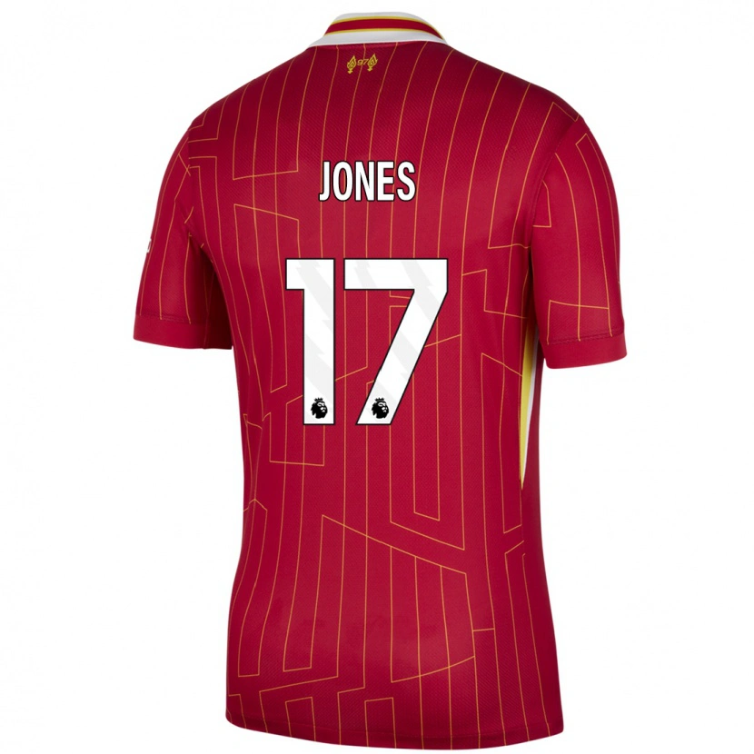 Danxen Kinderen Curtis Jones #17 Rood Geel Wit Thuisshirt Thuistenue 2024/25 T-Shirt