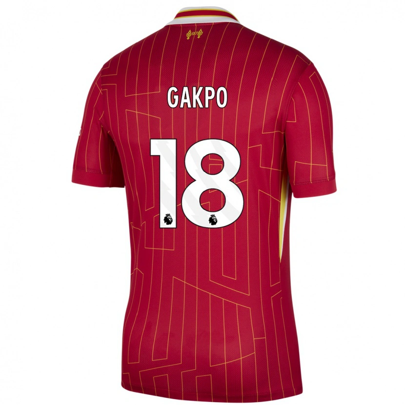 Danxen Kinderen Cody Gakpo #18 Rood Geel Wit Thuisshirt Thuistenue 2024/25 T-Shirt