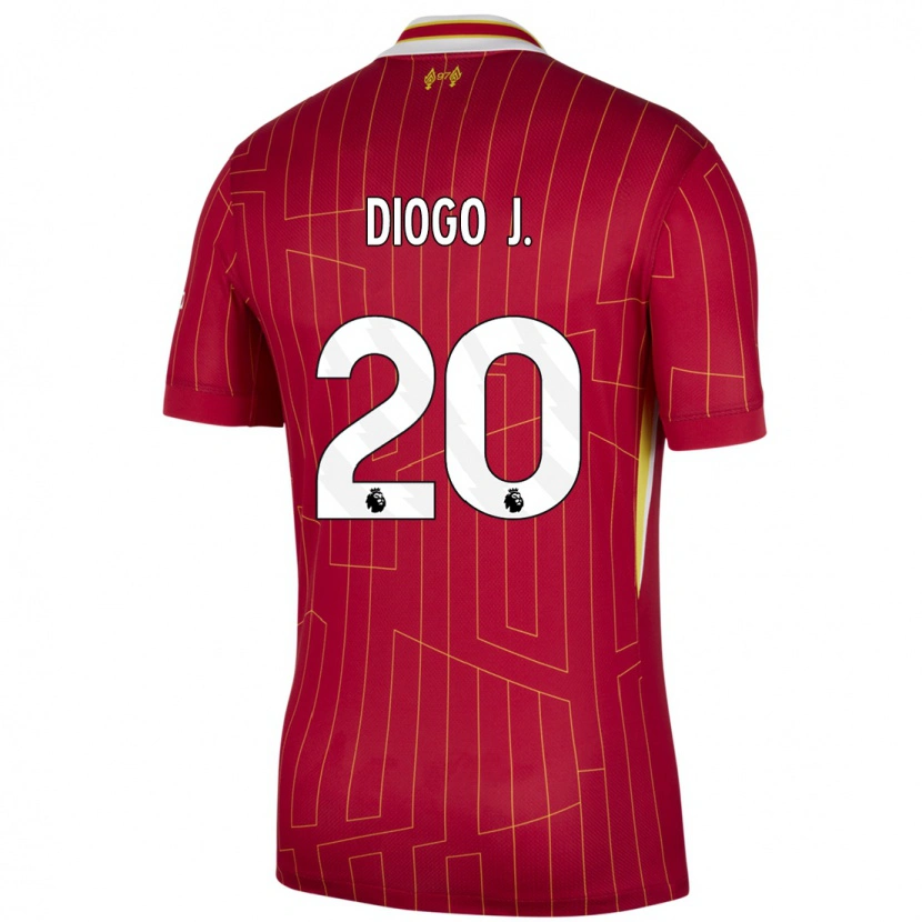 Danxen Kinderen Diogo Jota #20 Rood Geel Wit Thuisshirt Thuistenue 2024/25 T-Shirt