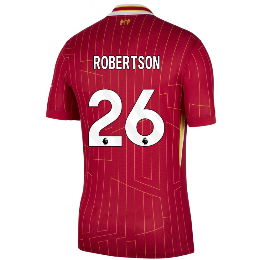 Danxen Kinderen Andrew Robertson #26 Rood Geel Wit Thuisshirt Thuistenue 2024/25 T-Shirt