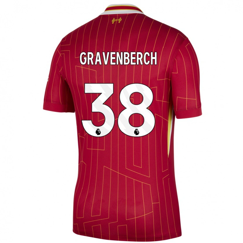 Danxen Kinderen Ryan Gravenberch #38 Rood Geel Wit Thuisshirt Thuistenue 2024/25 T-Shirt