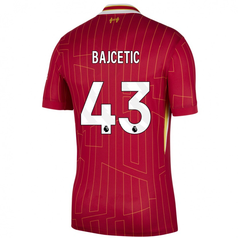 Danxen Kinderen Stefan Bajcetic #43 Rood Geel Wit Thuisshirt Thuistenue 2024/25 T-Shirt