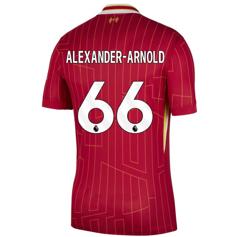 Danxen Kinderen Trent Alexander-Arnold #66 Rood Geel Wit Thuisshirt Thuistenue 2024/25 T-Shirt