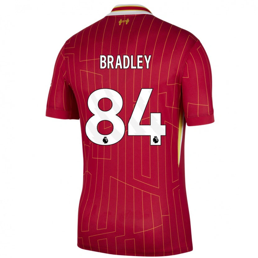 Danxen Kinderen Conor Bradley #84 Rood Geel Wit Thuisshirt Thuistenue 2024/25 T-Shirt