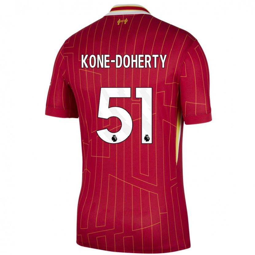 Danxen Kinderen Trent Kone-Doherty #51 Rood Geel Wit Thuisshirt Thuistenue 2024/25 T-Shirt