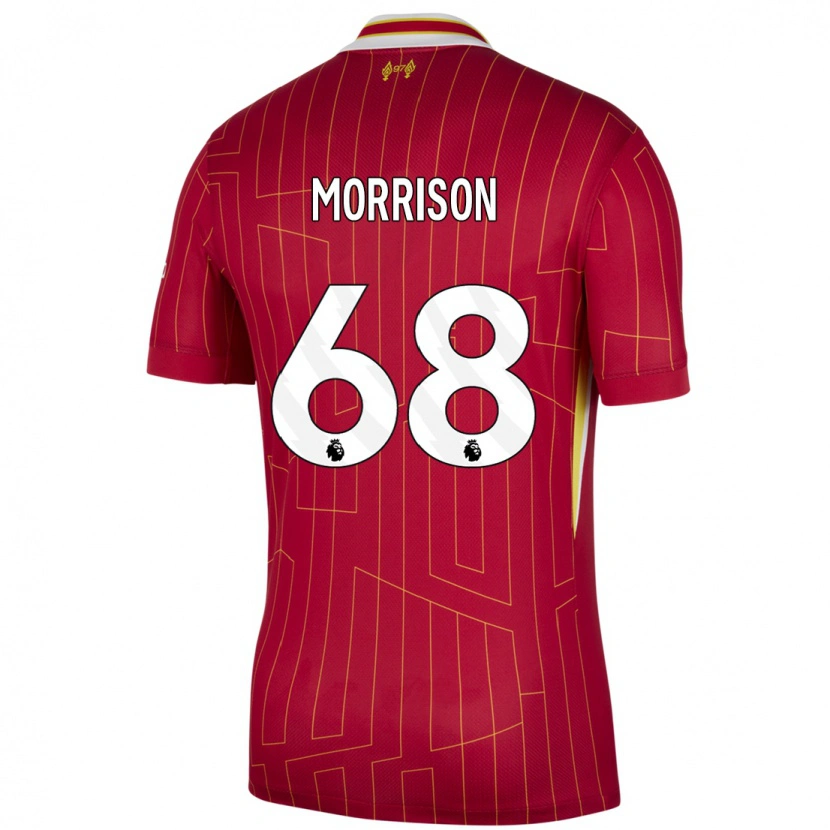 Danxen Kinderen Kieran Morrison #68 Rood Geel Wit Thuisshirt Thuistenue 2024/25 T-Shirt