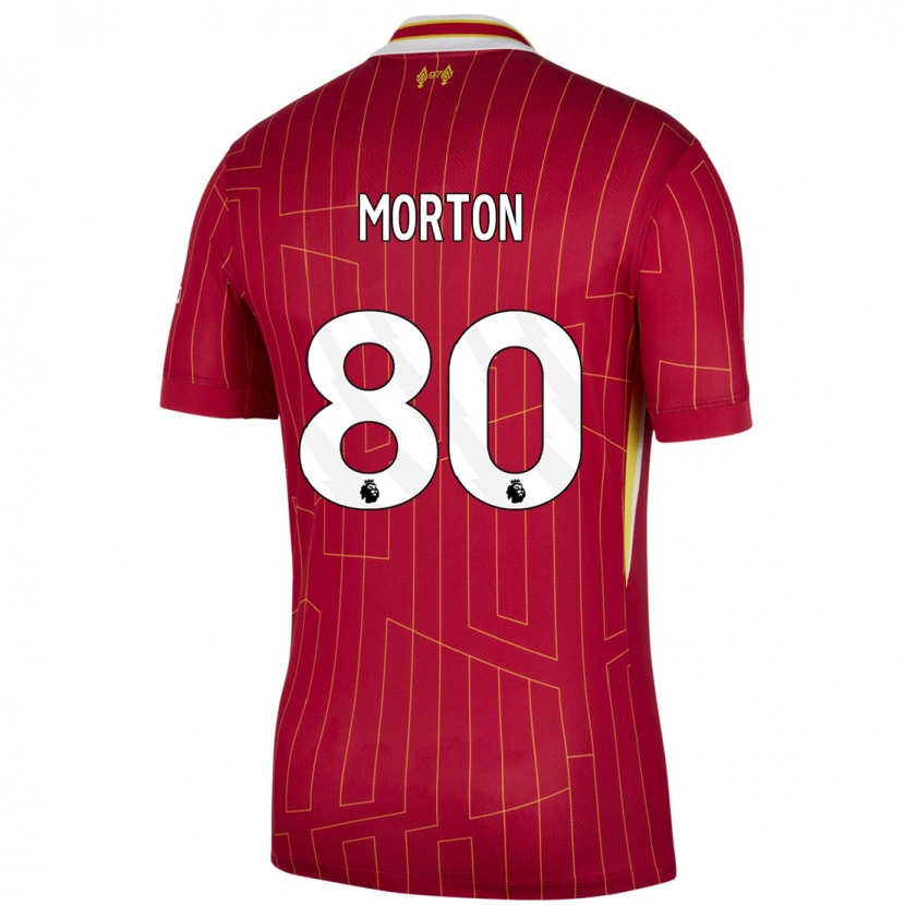 Danxen Kinderen Tyler Morton #80 Rood Geel Wit Thuisshirt Thuistenue 2024/25 T-Shirt