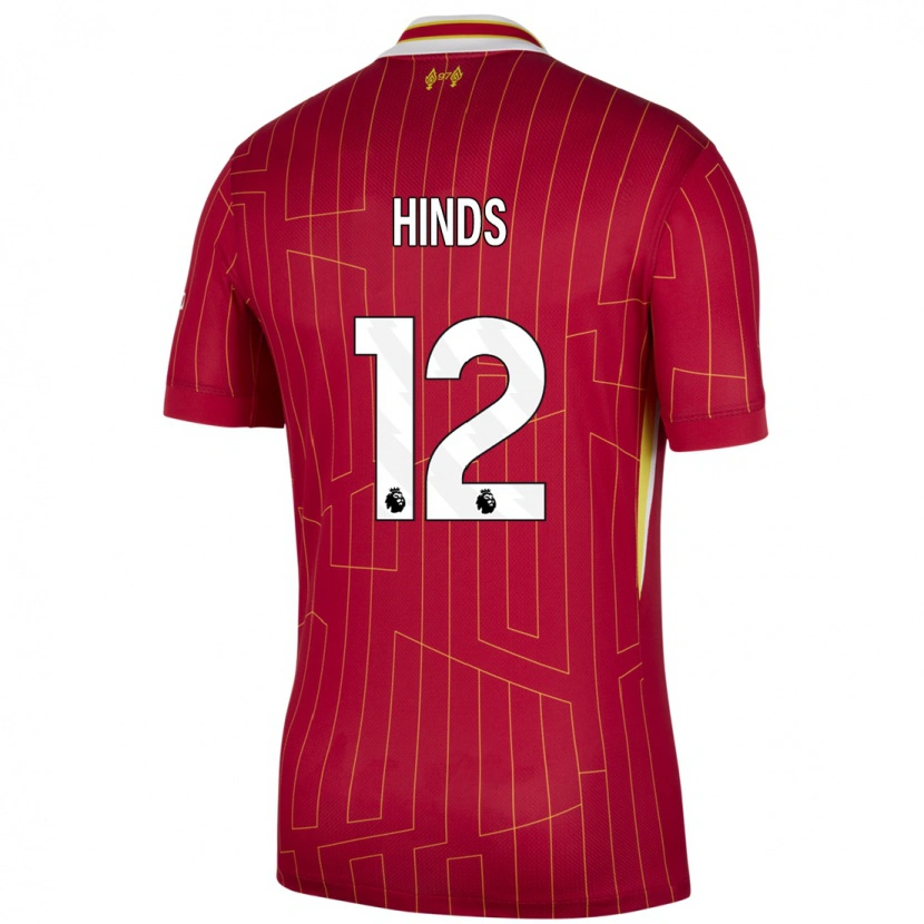 Danxen Kinderen Taylor Hinds #12 Rood Geel Wit Thuisshirt Thuistenue 2024/25 T-Shirt