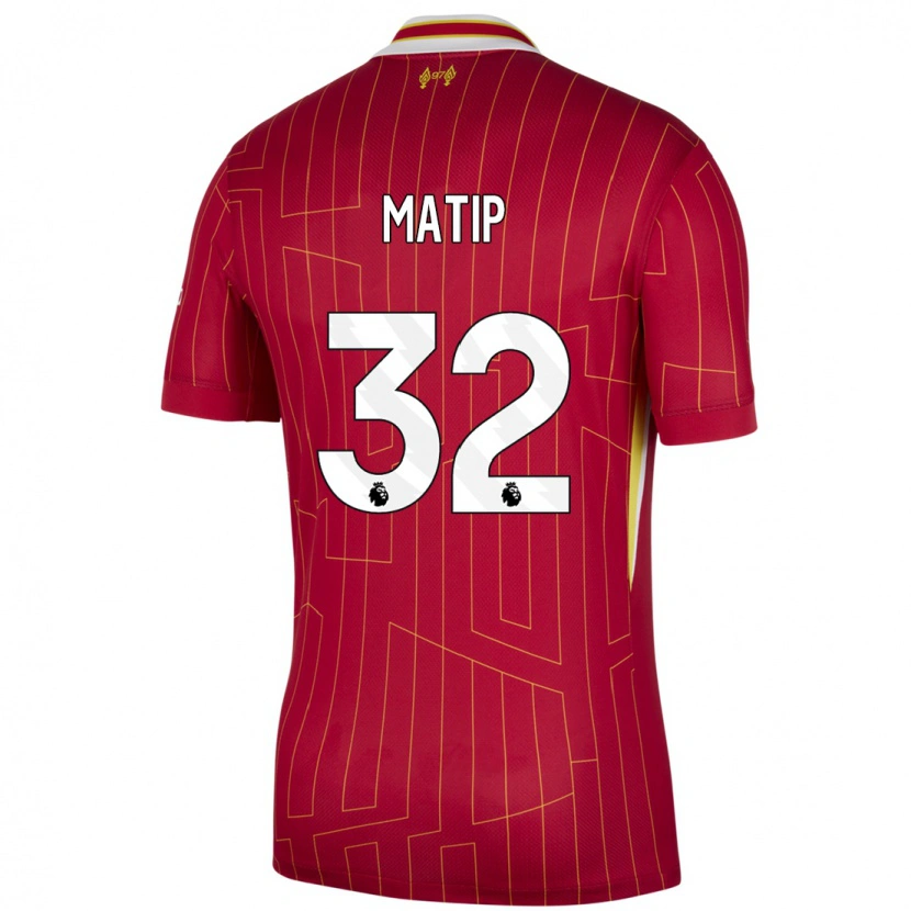 Danxen Kinderen Joel Matip #32 Rood Geel Wit Thuisshirt Thuistenue 2024/25 T-Shirt