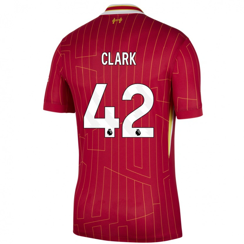 Danxen Kinderen Bobby Clark #42 Rood Geel Wit Thuisshirt Thuistenue 2024/25 T-Shirt