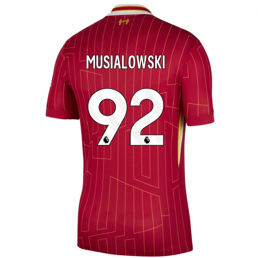 Danxen Kinderen Mateusz Musialowski #92 Rood Geel Wit Thuisshirt Thuistenue 2024/25 T-Shirt