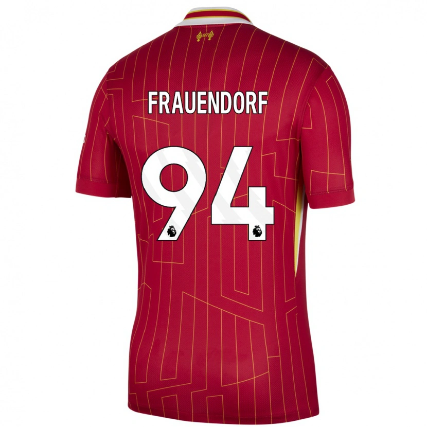 Danxen Kinderen Melkamu Frauendorf #94 Rood Geel Wit Thuisshirt Thuistenue 2024/25 T-Shirt