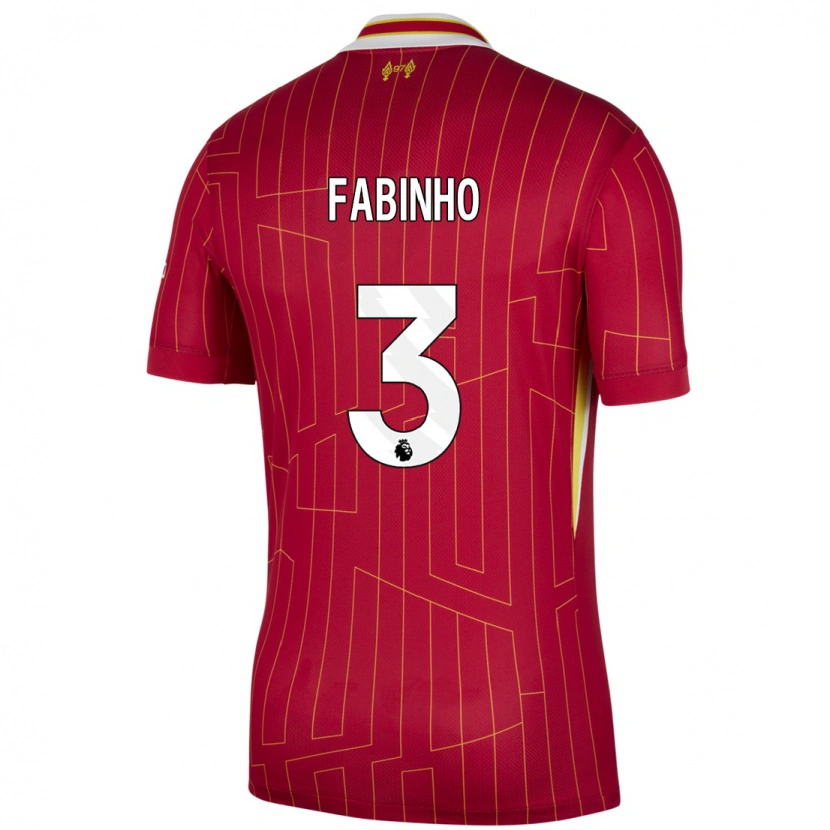 Danxen Kinderen Fabinho #3 Rood Geel Wit Thuisshirt Thuistenue 2024/25 T-Shirt