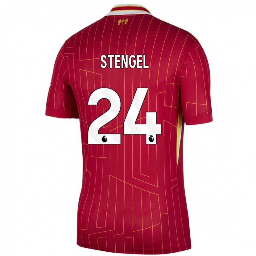 Danxen Kinderen Katie Stengel #24 Rood Geel Wit Thuisshirt Thuistenue 2024/25 T-Shirt