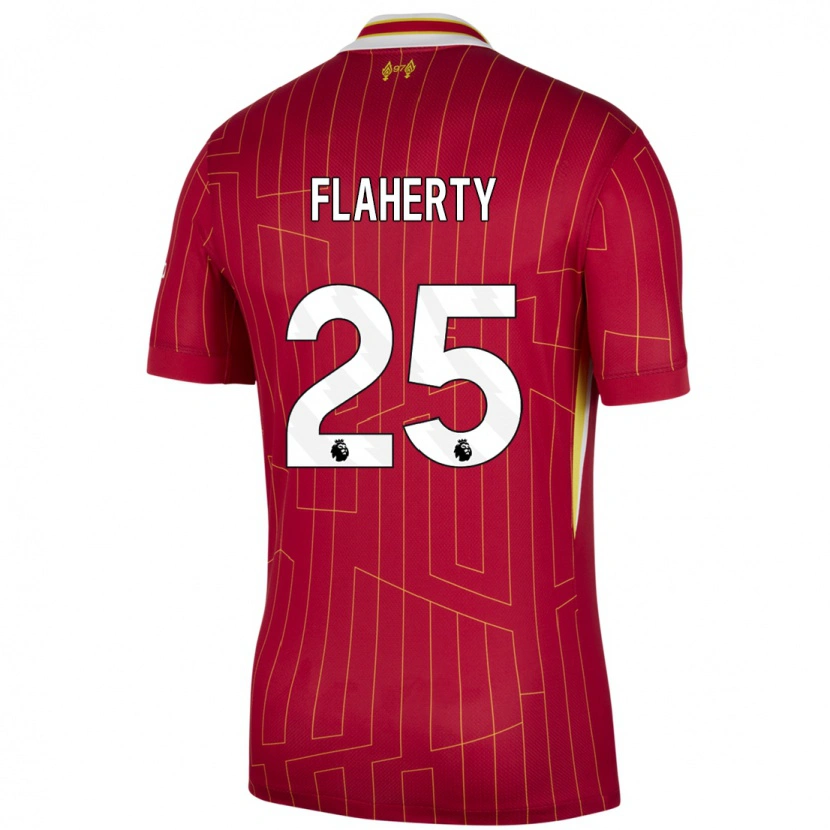 Danxen Kinderen Gilly Flaherty #25 Rood Geel Wit Thuisshirt Thuistenue 2024/25 T-Shirt