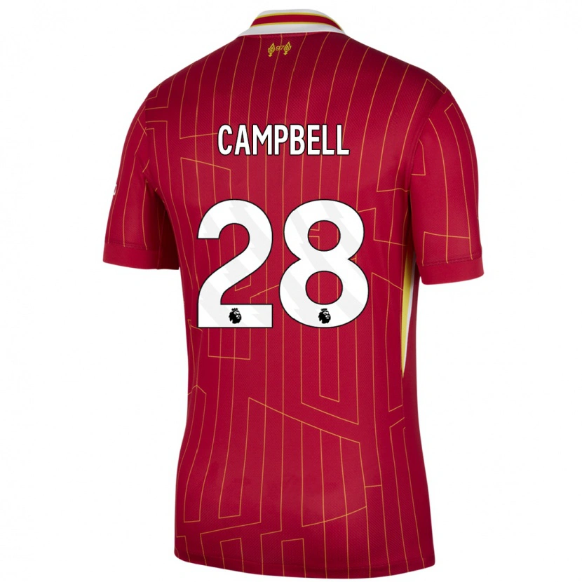 Danxen Kinderen Megan Campbell #28 Rood Geel Wit Thuisshirt Thuistenue 2024/25 T-Shirt