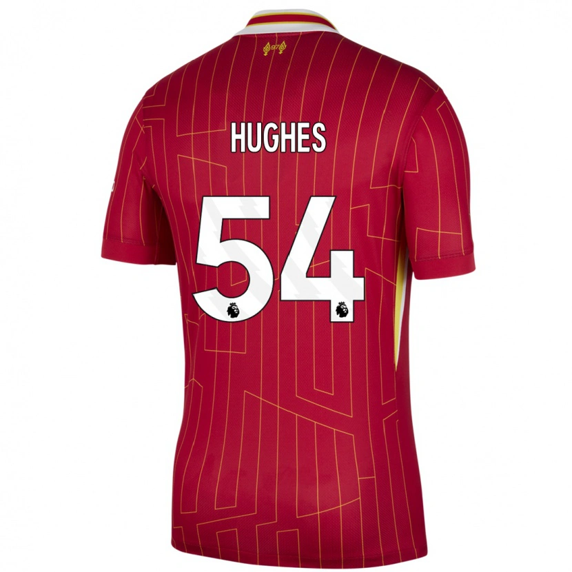 Danxen Kinderen Liam Hughes #54 Rood Geel Wit Thuisshirt Thuistenue 2024/25 T-Shirt