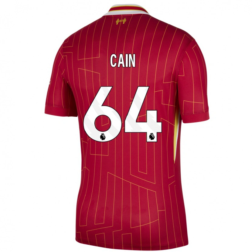 Danxen Kinderen Jake Cain #64 Rood Geel Wit Thuisshirt Thuistenue 2024/25 T-Shirt