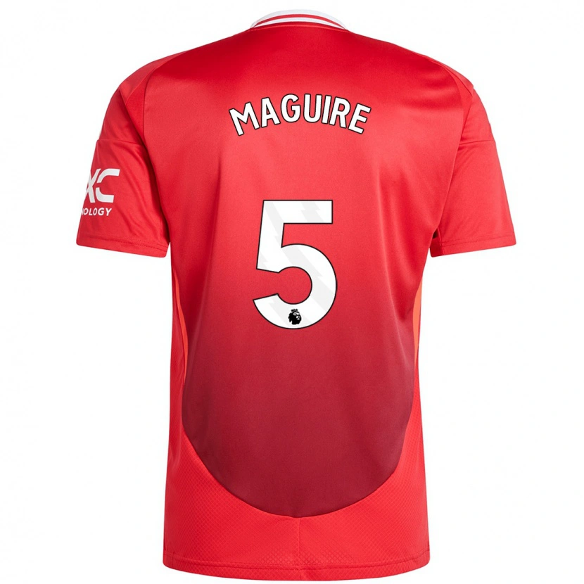 Danxen Kinderen Harry Maguire #5 Felrood Thuisshirt Thuistenue 2024/25 T-Shirt