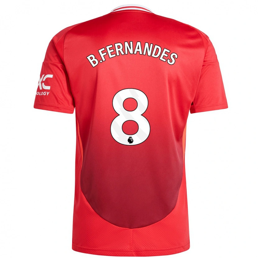 Danxen Kinderen Bruno Fernandes #8 Felrood Thuisshirt Thuistenue 2024/25 T-Shirt