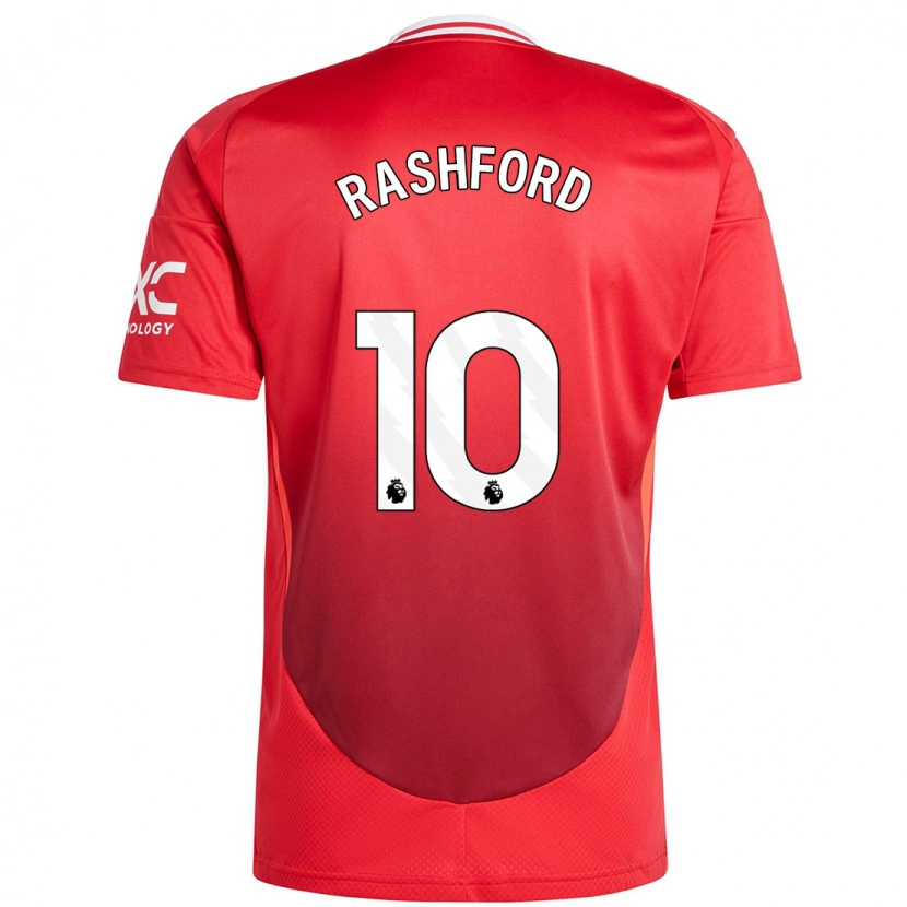 Danxen Kinderen Marcus Rashford #10 Felrood Thuisshirt Thuistenue 2024/25 T-Shirt