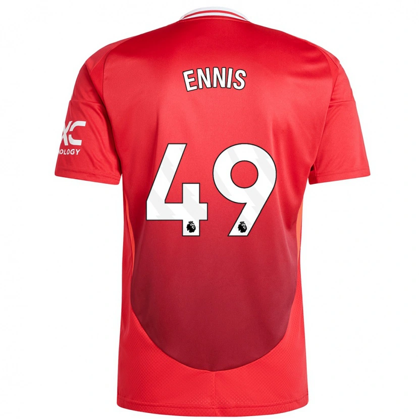 Danxen Kinderen Ethan Ennis #49 Felrood Thuisshirt Thuistenue 2024/25 T-Shirt