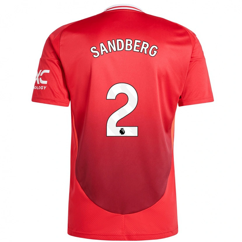 Danxen Kinderen Anna Sandberg #2 Felrood Thuisshirt Thuistenue 2024/25 T-Shirt