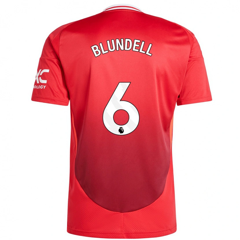 Danxen Kinderen Hannah Blundell #6 Felrood Thuisshirt Thuistenue 2024/25 T-Shirt